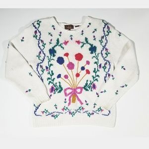 🚫 SOLD 🚫 Floral Pattern 80s Pullover Sweater